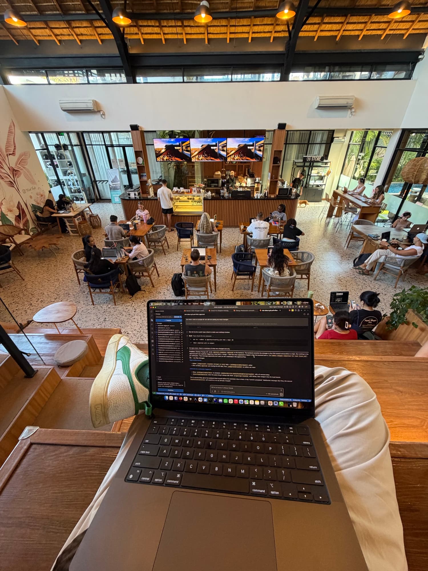 Working from a cafe in Canggu