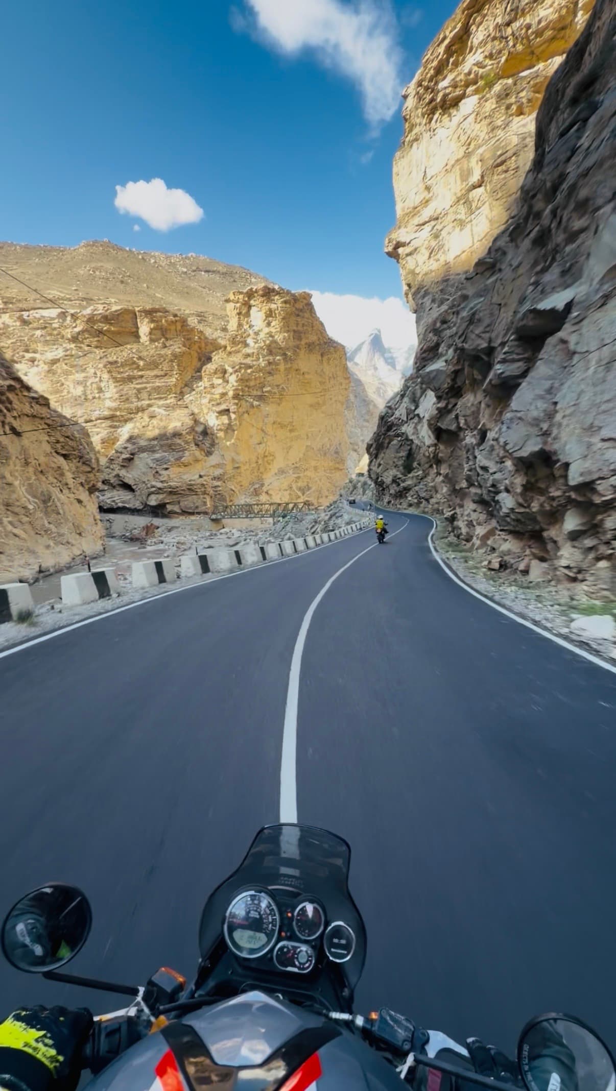 Riding through the mountain roads of Spiti