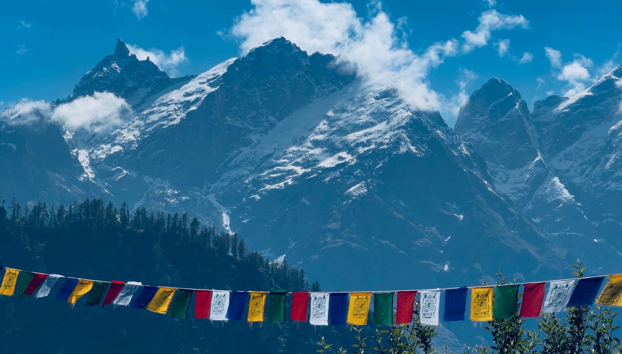 Snow-covered Himalayan peaks from the Spiti journey
