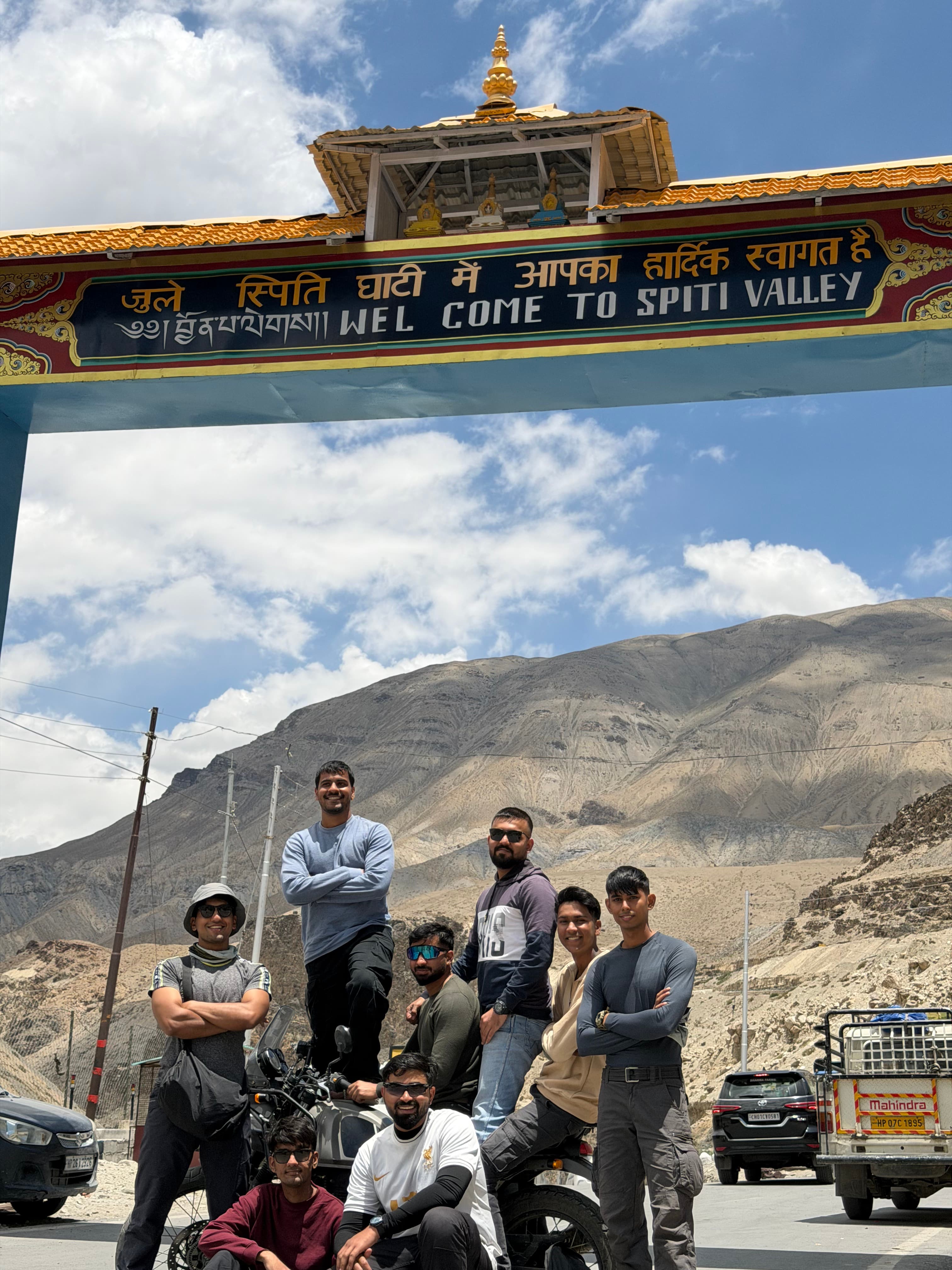 School friends together during the Spiti bike trip