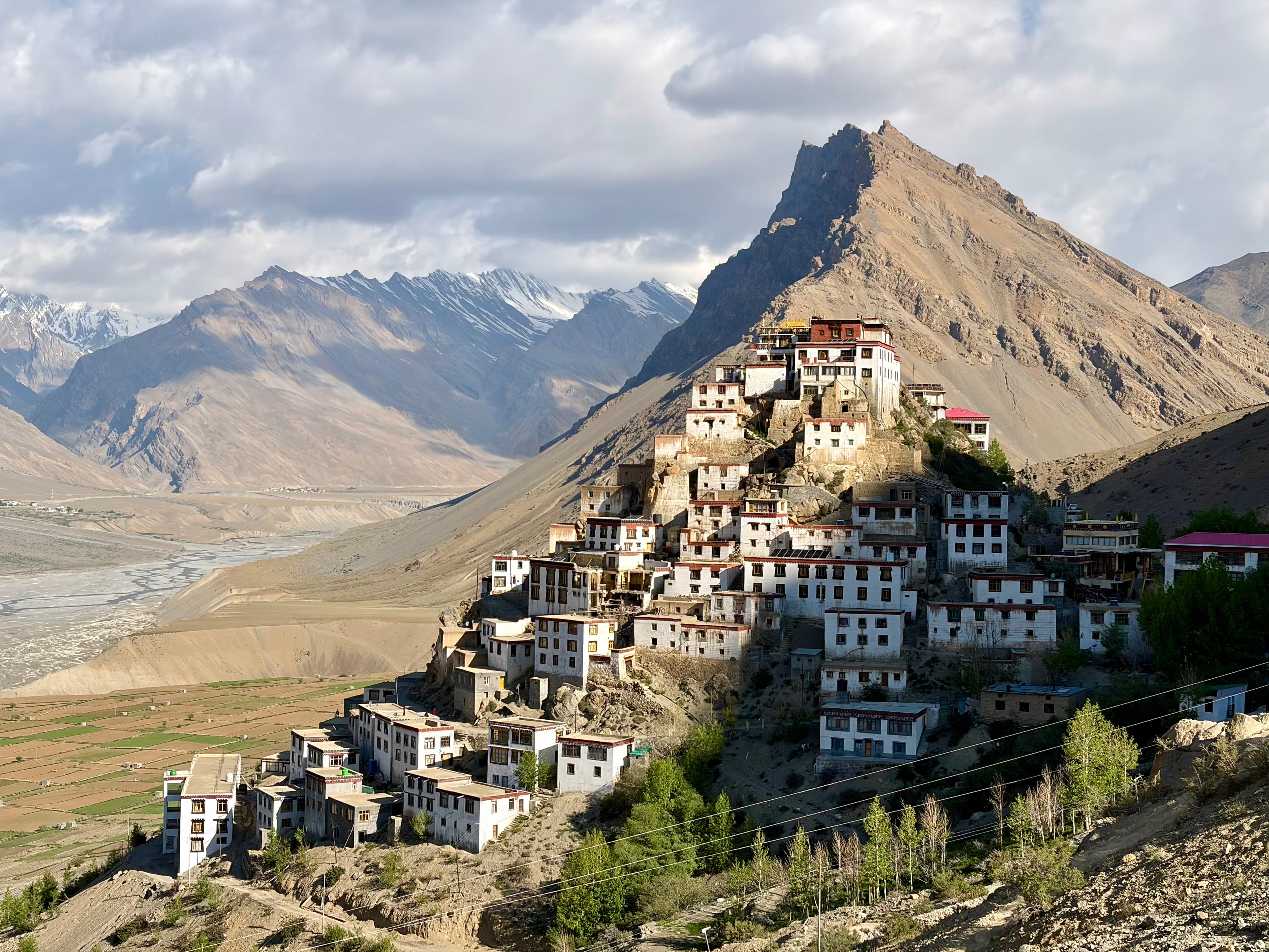Key Monastery against the mountains of Kaza
