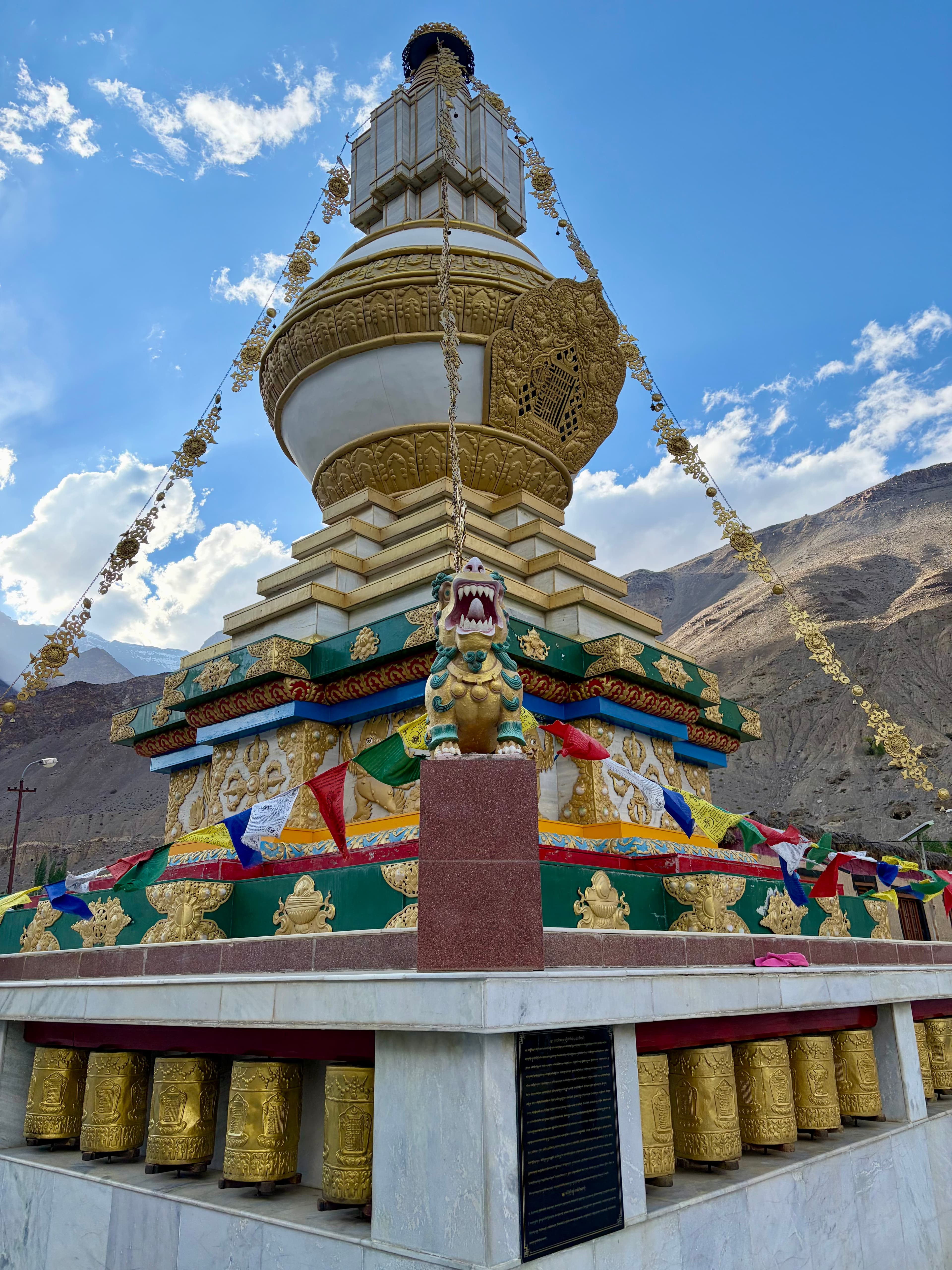 A Buddhist stupa beneath the blue Spiti sky