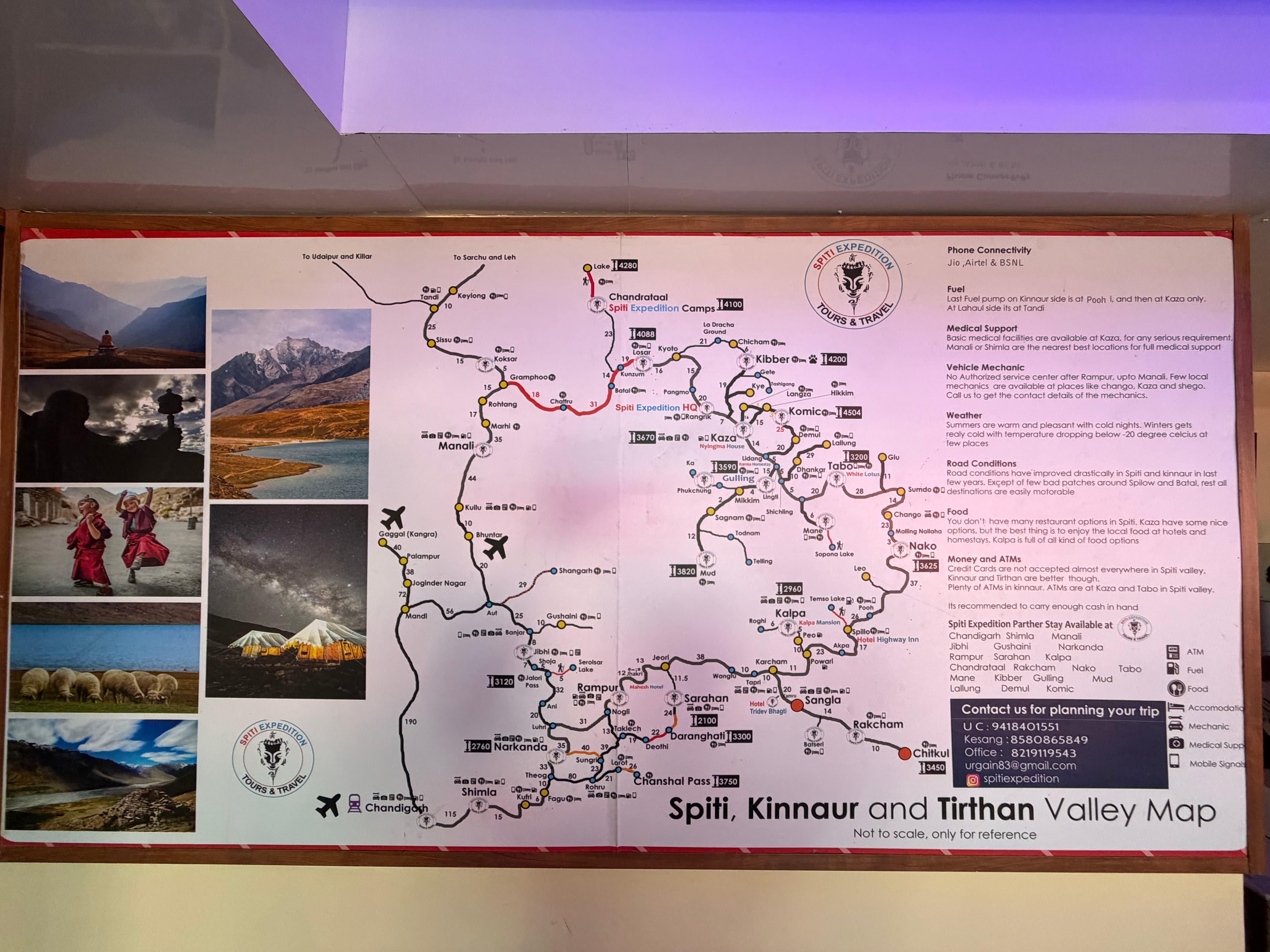Map of the Spiti, Kinnaur, and Tirthan Valley route